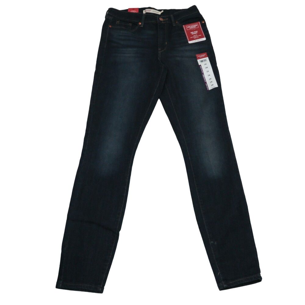Levi Strauss Signature Mid Rise Skinny Jeans Dark Wash Women's Size 2 Stretch - Picture 2 of 8